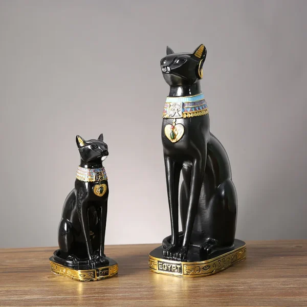 Resin Egyptian Cat Bestet Figurine Animal Egyptian Goddess Statue Sculpture Home Bar Office Desktop Indoor New House Decoratio 4