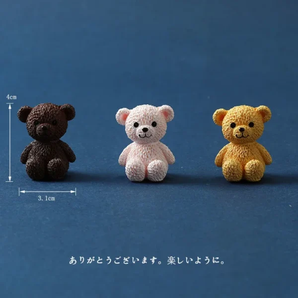 Resin Kawaii Bear Figurines Miniature Craft Fairy Garden Ornament Miniature Dollhouse Home Decoration Accessories Hot Sale 4