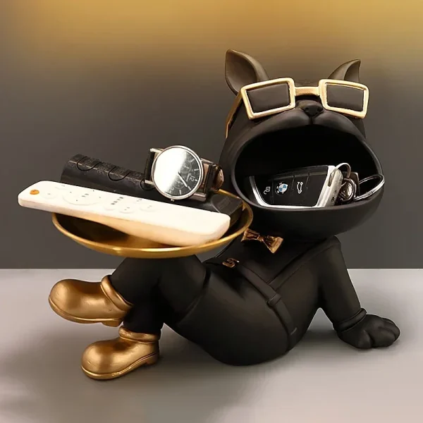 Resin Dog Statue Living Room Decor Dog Sculpture Table Tray Ornaments French Bulldog Figurine for Home Interior Desk Decoration 3
