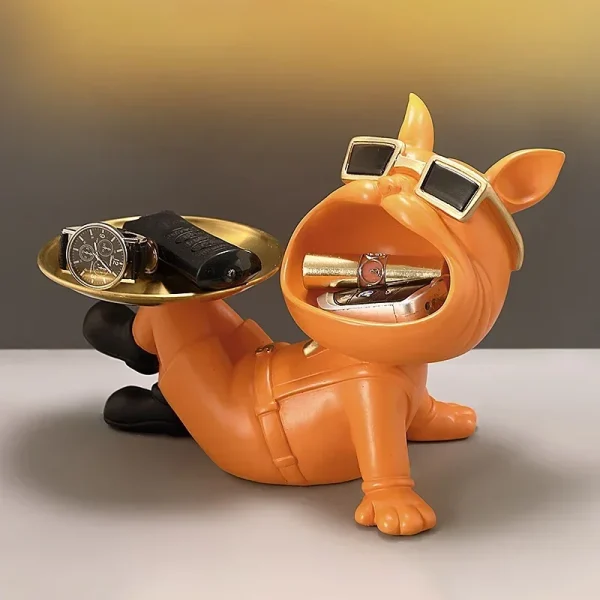 Resin Dog Statue Living Room Decor Dog Sculpture Table Tray Ornaments French Bulldog Figurine for Home Interior Desk Decoration 5