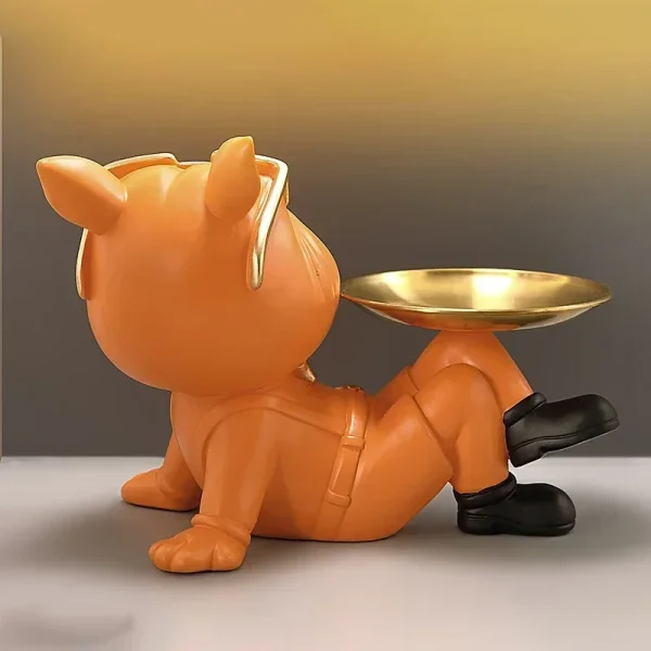 Resin Dog Statue Living Room Decor Dog Sculpture Table Tray Ornaments French Bulldog Figurine for Home Interior Desk Decoration 6