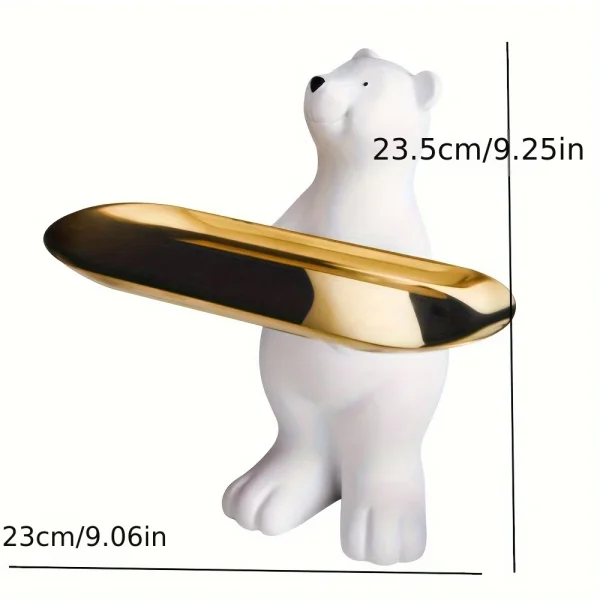 Polar Bear Key Holder Figurine Candy Sundries Animal Polar Bear Sculpture Home Decoration Nordic Glasses Key Holder Tray 6
