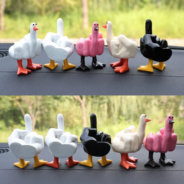 Middle Finger Small Duck Sculpture Resin Duck Decorative Figurine Tabletop Duck Ornament for Home Garden Desk Decoration 3