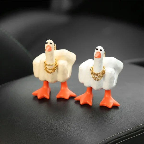 Middle Finger Small Duck Sculpture Resin Duck Decorative Figurine Tabletop Duck Ornament for Home Garden Desk Decoration 5