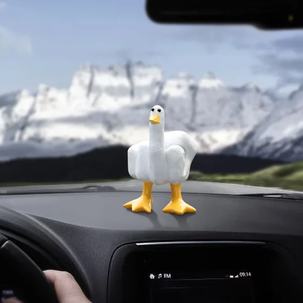 Middle Finger Small Duck Sculpture Resin Duck Decorative Figurine Tabletop Duck Ornament for Home Garden Desk Decoration 6