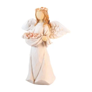 Wing Cherub Figure Resin Statue Figurine Angel Holding Flowers Collectible Sculpture for Indoor Living Room Cabinet Christmas 1