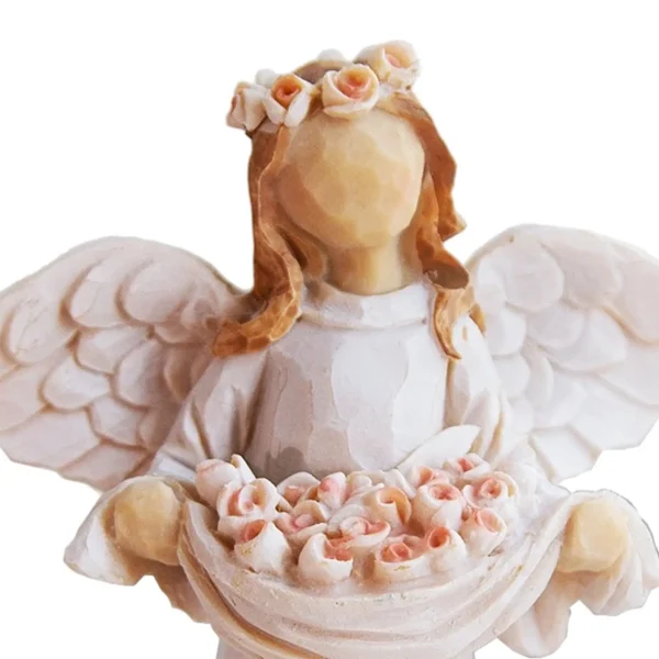 Wing Cherub Figure Resin Statue Figurine Angel Holding Flowers Collectible Sculpture for Indoor Living Room Cabinet Christmas 5