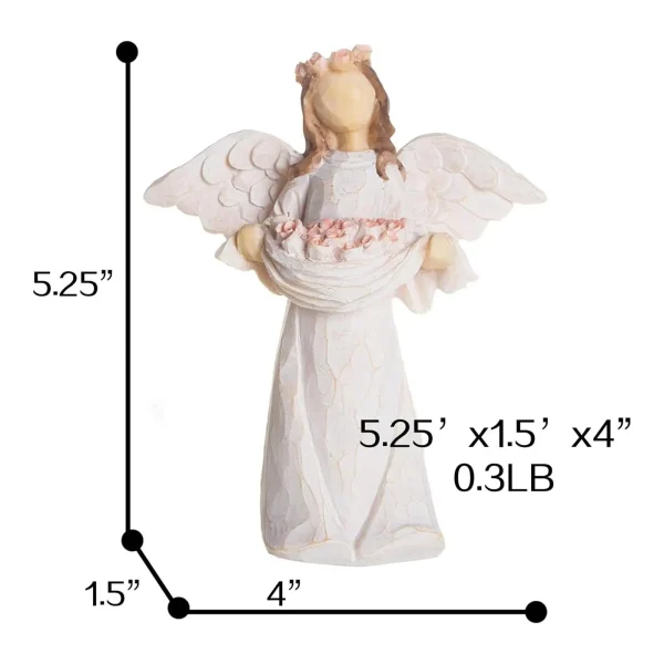 Wing Cherub Figure Resin Statue Figurine Angel Holding Flowers Collectible Sculpture for Indoor Living Room Cabinet Christmas 6