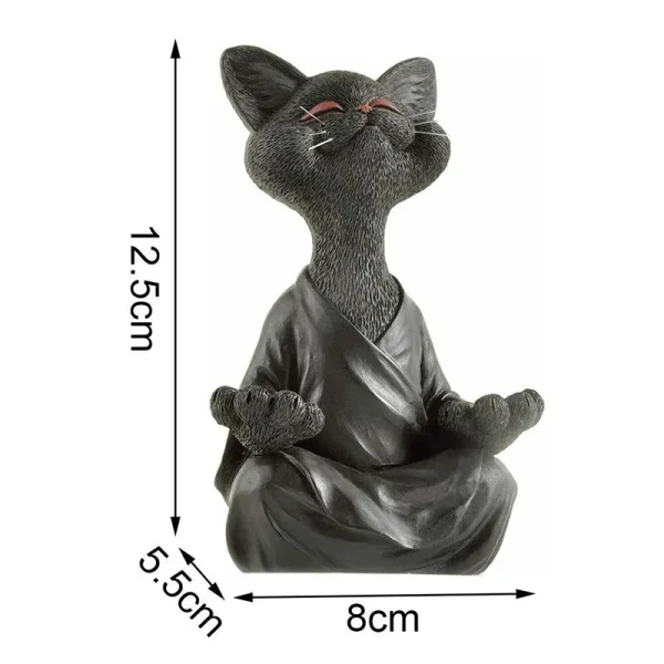 Meditation Cat Sculpture Home Decorations Resin Black Yoga Sitting Zen Cat Black Buddha Ornament Outdoor Garden Figurines 4