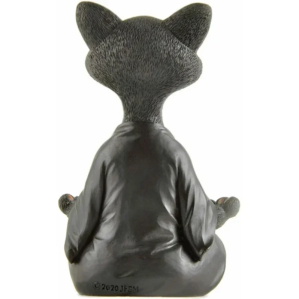 Meditation Cat Sculpture Home Decorations Resin Black Yoga Sitting Zen Cat Black Buddha Ornament Outdoor Garden Figurines 5
