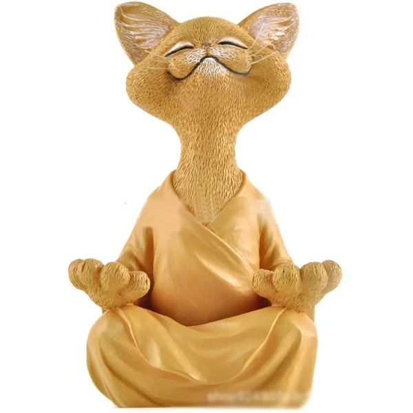 Meditation Cat Sculpture Home Decorations Resin Black Yoga Sitting Zen Cat Black Buddha Ornament Outdoor Garden Figurines 6
