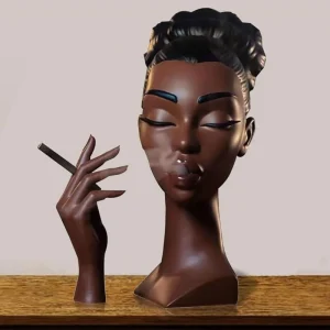 European Style Resin Sculpture - African Woman Head Statue Incense Burner for Home Office Decor Vintage Figurine Art Craft Gift 1