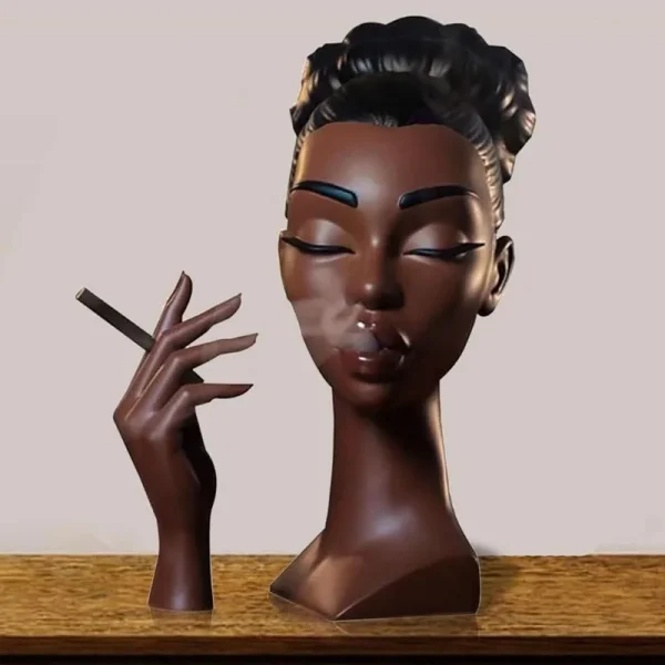 European Style Resin Sculpture - African Woman Head Statue Incense Burner for Home Office Decor Vintage Figurine Art Craft Gift 1
