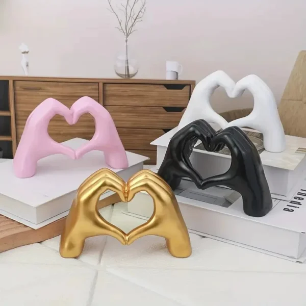 Creative Heart Hand Statue Abstract Hand Love Figurines Living Room Bedroom Modern Home Desktop Wedding Decoration 2