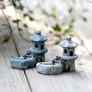Pool Tower House Resin Figurine Micro Landscape Home Decor Miniature Fairy Garden Ornaments Decoration Accessories Figure 1