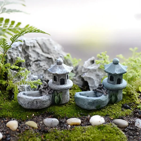 Pool Tower House Resin Figurine Micro Landscape Home Decor Miniature Fairy Garden Ornaments Decoration Accessories Figure 2