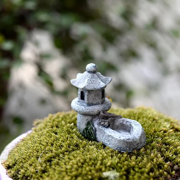 Pool Tower House Resin Figurine Micro Landscape Home Decor Miniature Fairy Garden Ornaments Decoration Accessories Figure 4