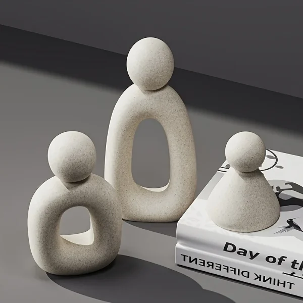 3pcs/set Family Statue Modern Style Home Decor Hollow Sculpture Nordic Living Room Ornaments Bedroom Decoration Figurines Gift 2
