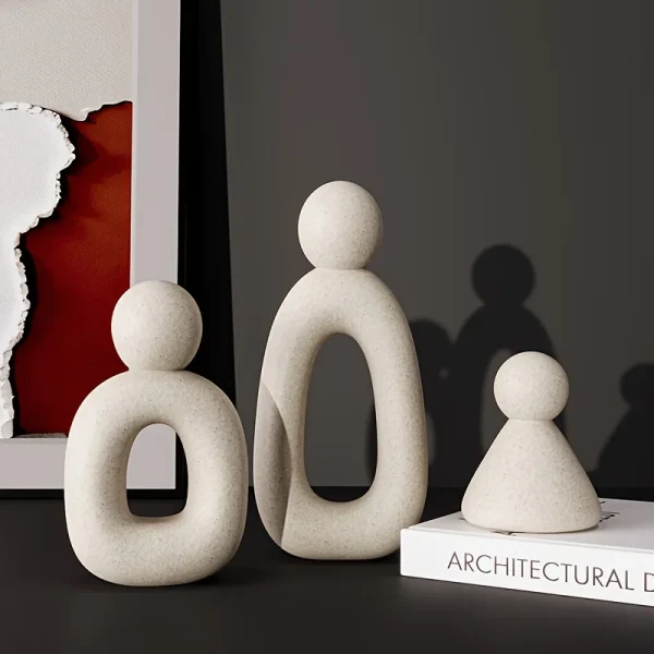 3pcs/set Family Statue Modern Style Home Decor Hollow Sculpture Nordic Living Room Ornaments Bedroom Decoration Figurines Gift 3