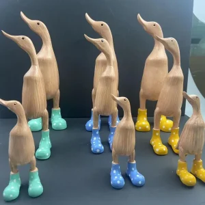 Duck Sculpture With Rain Boots | Spotted Wellies Boots Resin Duck Figurine | Duck Statue With Boots Garden Decor For Party Yard 1