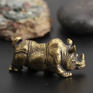 Handmade Crafts Mini Copper Rhino Figurines Sculpture Brass Rhinoceros Home Office Decor Ornament Table Decorations Craft 1
