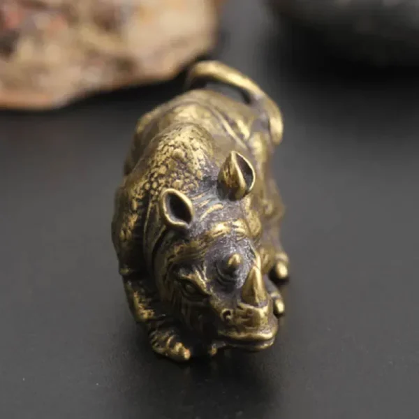 Handmade Crafts Mini Copper Rhino Figurines Sculpture Brass Rhinoceros Home Office Decor Ornament Table Decorations Craft 3