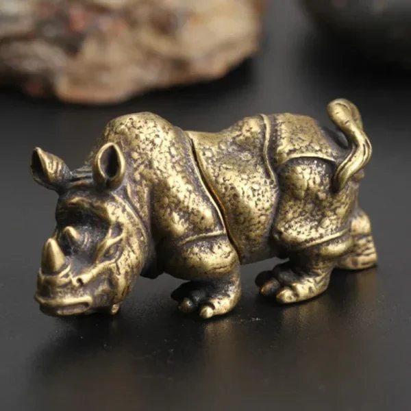 Handmade Crafts Mini Copper Rhino Figurines Sculpture Brass Rhinoceros Home Office Decor Ornament Table Decorations Craft 4