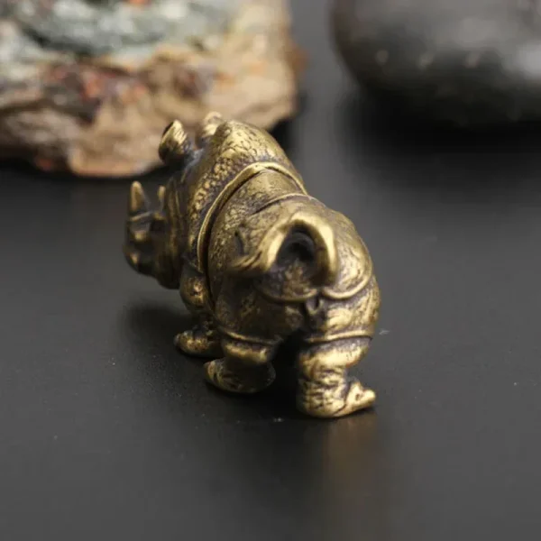 Handmade Crafts Mini Copper Rhino Figurines Sculpture Brass Rhinoceros Home Office Decor Ornament Table Decorations Craft 5