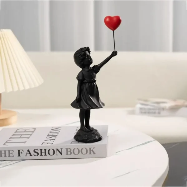Creative Resin Crafts Flying Balloon Girl Figurine No Odor Balloon Girl Banksy Sculpture Black Love Desktop 4