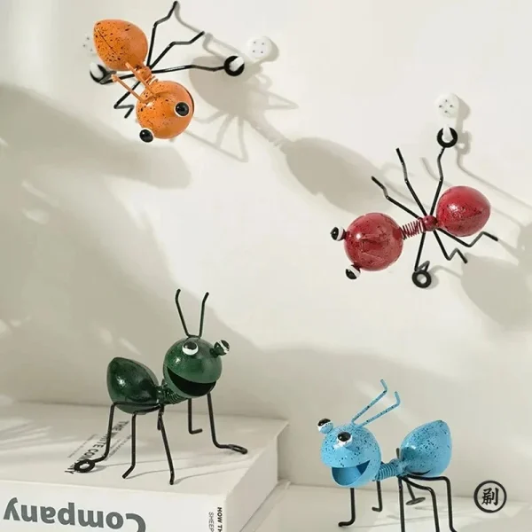 Metal Ants Garden Decoration, Fence Lawn Bedroom Living Room Hanging Wall Decoration, 3D Sculpture Ants Art Decoration Ornament 2