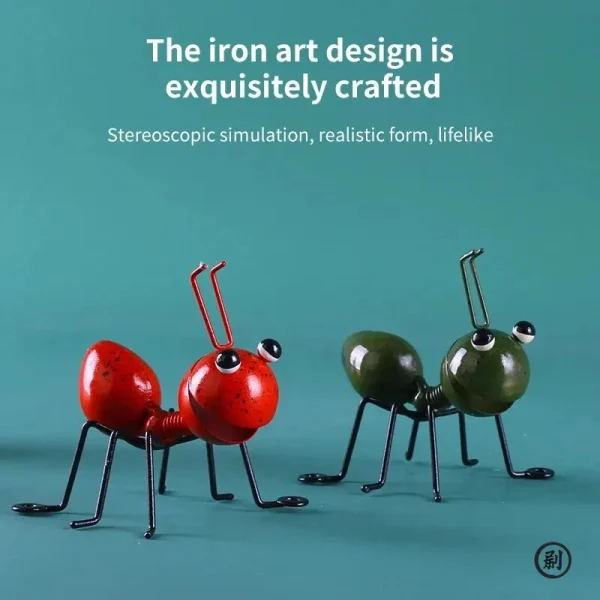 Metal Ants Garden Decoration, Fence Lawn Bedroom Living Room Hanging Wall Decoration, 3D Sculpture Ants Art Decoration Ornament 6