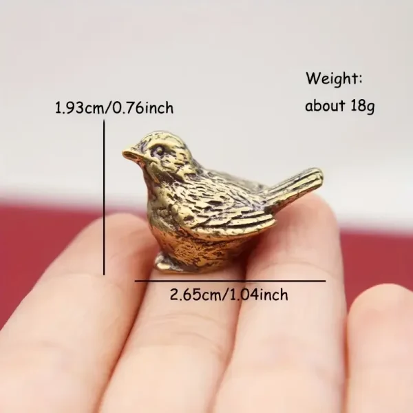 Elegant Brass Sparrow Tea Pet - Intricately Detailed Solid Brass Bird Figurine Versatile Indoor/Outdoor Decor Piece, Teal Decor 3