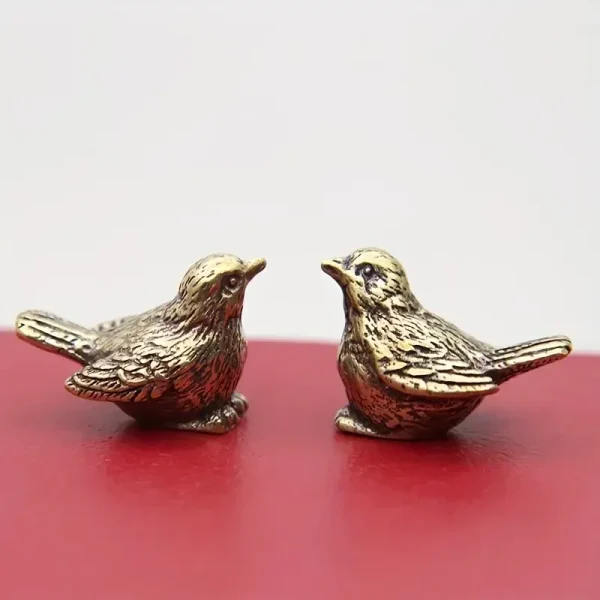 Elegant Brass Sparrow Tea Pet - Intricately Detailed Solid Brass Bird Figurine Versatile Indoor/Outdoor Decor Piece, Teal Decor 5