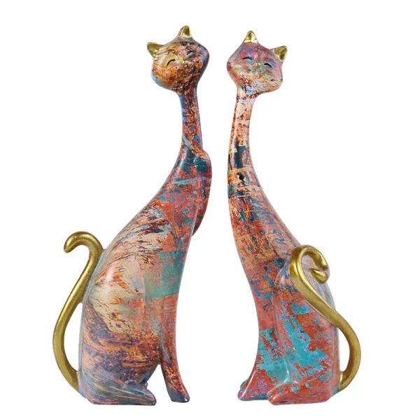 Nordic Graffiti Art Oil Painting Cat Decoration Resin Abstract Ornaments Figurines Bedroom Desktop Porch Cat Sculpture 6