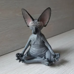 Whimsical Buddha Sphynx Cat Figurine Meditation Yoga Happy Cat Decor Art Sculptures Outdoor Garden Statues Figurine 1