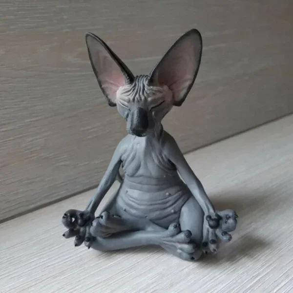 Whimsical Buddha Sphynx Cat Figurine Meditation Yoga Happy Cat Decor Art Sculptures Outdoor Garden Statues Figurine 1