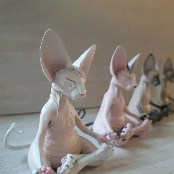 Whimsical Buddha Sphynx Cat Figurine Meditation Yoga Happy Cat Decor Art Sculptures Outdoor Garden Statues Figurine 2