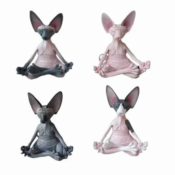 Whimsical Buddha Sphynx Cat Figurine Meditation Yoga Happy Cat Decor Art Sculptures Outdoor Garden Statues Figurine 4