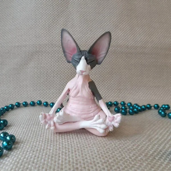 Whimsical Buddha Sphynx Cat Figurine Meditation Yoga Happy Cat Decor Art Sculptures Outdoor Garden Statues Figurine 5