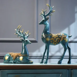 Nordic home decoration Deer Head Resin Statue figurine Home Decor Statues accessories/modern Sculpture beelden decoratie Art 1