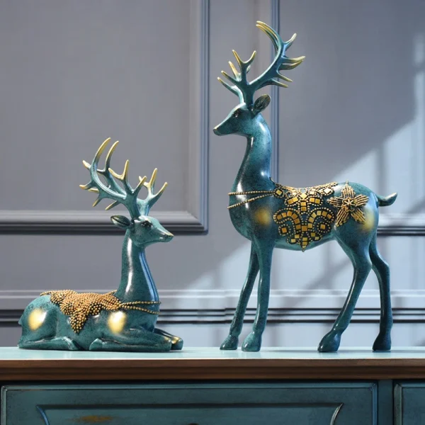 Nordic home decoration Deer Head Resin Statue figurine Home Decor Statues accessories/modern Sculpture beelden decoratie Art 1