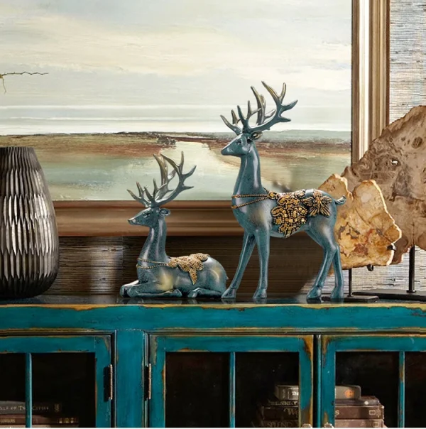 Nordic home decoration Deer Head Resin Statue figurine Home Decor Statues accessories/modern Sculpture beelden decoratie Art 4