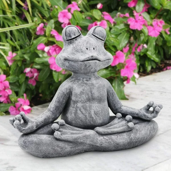 Yoga Pose Meditation Dog Cat Frog Statue Ornaments Waterproof Prayer Zen Bulldog Sculpture Crafts Garden Decoration Figurine 2