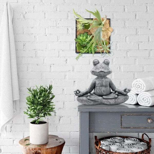 Yoga Pose Meditation Dog Cat Frog Statue Ornaments Waterproof Prayer Zen Bulldog Sculpture Crafts Garden Decoration Figurine 3