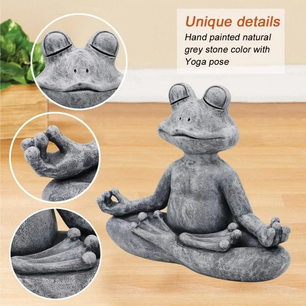 Yoga Pose Meditation Dog Cat Frog Statue Ornaments Waterproof Prayer Zen Bulldog Sculpture Crafts Garden Decoration Figurine 5