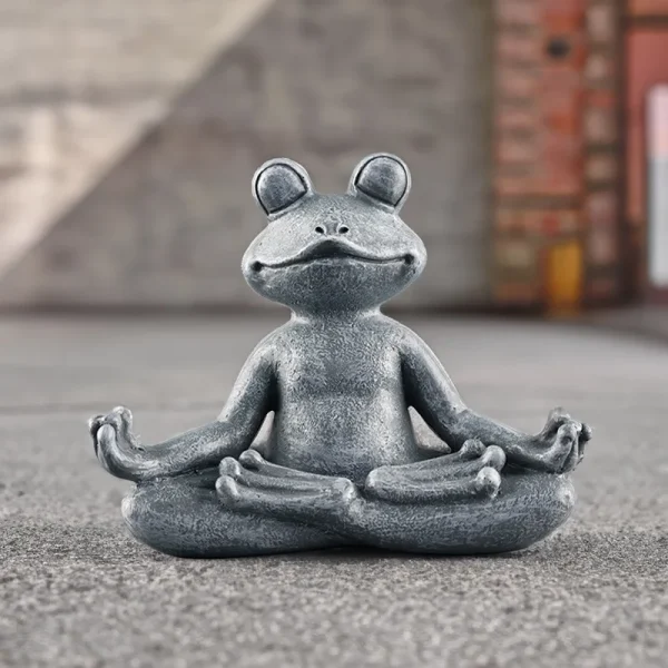 Yoga Pose Meditation Dog Cat Frog Statue Ornaments Waterproof Prayer Zen Bulldog Sculpture Crafts Garden Decoration Figurine 6