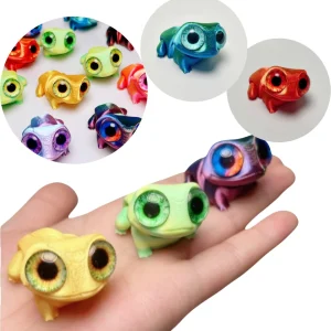 3D Printing Cute Big-eyed Frog Figurines Desktop Decoration Ornaments Joint Simulation Eye Mini Frog Miniatures Toy  Animal Gift 1