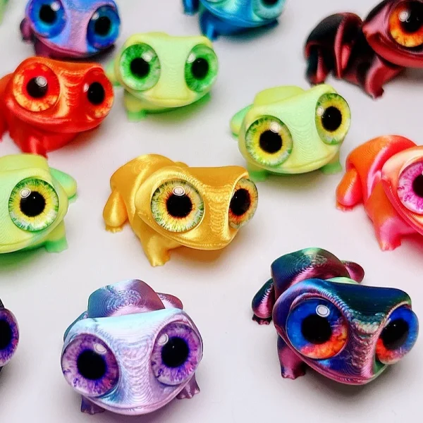 3D Printing Cute Big-eyed Frog Figurines Desktop Decoration Ornaments Joint Simulation Eye Mini Frog Miniatures Toy  Animal Gift 3