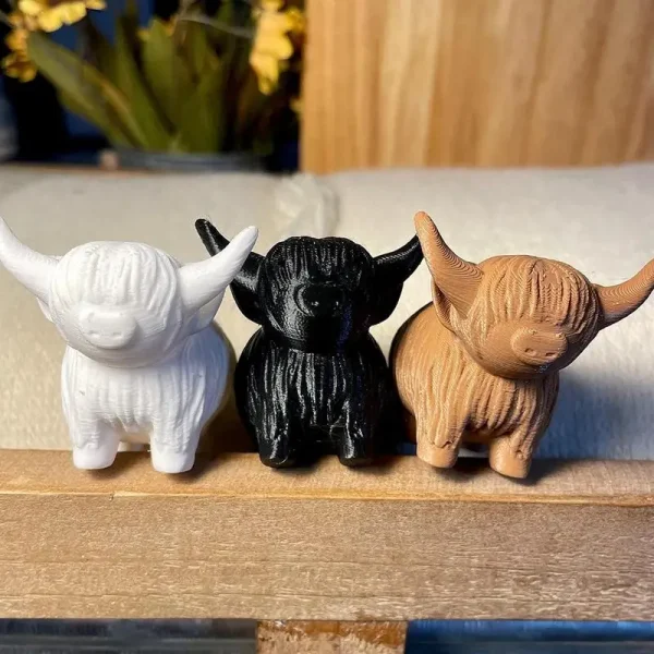 Highland Cow Figurine Highland Cow Sculpture Scottish Highland Cow Toy 3D Printed Artifact Cow Figurines Home Decor Calf Toy Cow 3