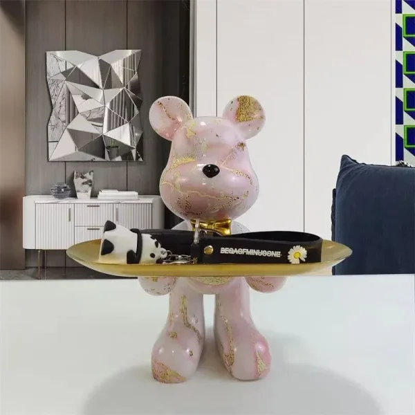 21cm Graffiti Bear Ornament Figurine Home Decoration Animal Statue Keys Storage Shelf Modern Room Sculpture Table Decor Gift 3